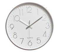jomparis Modern 12 Inch Battery Operated Silent & Non-ticking Wall Clock Quiet Sweep Quartz Silver Chrome Frame Office Home Decor Clocks