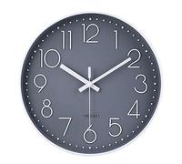 jomparis Quality Silent & Non Ticking Quartz Sweep Round Wall Clock 12 Inches Grey Modern Decorative Clock for Kitchen Home Living Room Bedroom School
