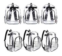 JOMPARO Pack of 24 Transparent Backpacks Bulk for Boys Girls for School Black Medium Backpack, Black, Medium, Backpack