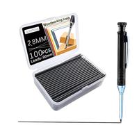 JOMPENS 100Pcs Pencil Refills, 2.8mm Pencil Leads, Solid Carpenters Refills Replacement, Deep Hole Marker, Waterproof for Woodwork Construction Building (Black)
