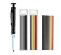 JOMPENS 3 Pack Mechanical Carpenter Pencil Set with 12 Refill & Carbide Scribe Tool, Construction Pencils Heavy Duty Woodworking Pencils for Architect (black set)