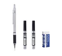 JOMPENS 4pcs/set Metal Mechanical Pencil Set, 0.3/0.5/0.7/0.9/2.0mm Anti Slip Soft Set Grip Handle Activity Pencil Drawing Sketching Writing Office Stationery Supplies (0.5mm)
