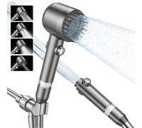 JOMST Filtered Shower Head with Hand, High Pressure Shower Head 4 Spray Modes, Shower Head with On/Off Switch for Pets Electric Wash