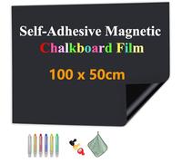 JOMUSAGA Magnetic Chalkboard Film, 100 x 50 cm, Self-Adhesive Blackboard Sheets, Blackboard Paper for Wall, Includes Dry Wipe Pens, Eraser & Magnets - Ideal for School, Home & Office
