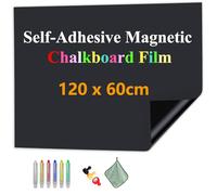 JOMUSAGA Magnetic Chalkboard Film, 120 x 60 cm, Self-Adhesive Blackboard Sheets, Blackboard Paper for Wall, Includes Dry Wipe Pens, Eraser & Magnets - Ideal for School, Home & Office