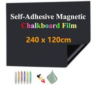 JOMUSAGA Magnetic Chalkboard Film, 240 x 120 cm, Self-Adhesive Blackboard Sheets, Blackboard Paper for Wall, Includes Dry Wipe Pens, Eraser & Magnets - Ideal for School, Home & Office