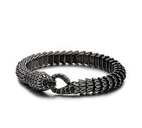 JOMYO Viking Bracelets For Men, 18 Year Old Gifts For Boys, Punk Black Snake Link Chain Bracelets Bangle, Stainless Steel Charm, Hip Hop Personalized Men Women Jewelry (Color : Black, Size : 19cm)