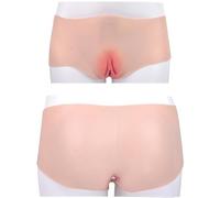 Jomyu Realistic Silicone Vagina Men's Vagina Briefs Fake Vagina Artificial Vagina Panties Transvestite Crossdresser Panties Gaff Sissy Camel Toe Transgender Shemale Crossdresser Cosplay Drag Queen,