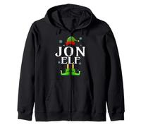JON Elf Xmas Funny Men's Family Matching Christmas JON Zip Hoodie
