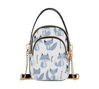 Jon Klassen Style Fox Sky Blue Lavender White trendy sling bags crossbody with multi pockets handbags for mothers day