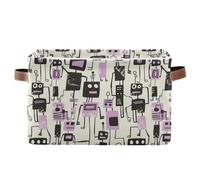 Jon Klassen Style Robots Design Purple storage baskets, and waterproof storage bins with sturdy handle tub Decorating Decorating set of 2 for store store sweater