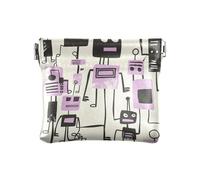 Jon Klassen Style Robots Design Purple Women's Leather Coin Purses Pouches Unique Clasp Wallet Card Holder for Women Boys Girls