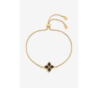 Jon Richard 14K Gold Plated And Jet Druzy Stone Clover Bracelet Gold One Size