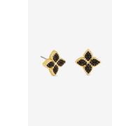 Jon Richard 14K Gold Plated And Jet Druzy Stone Clover Earrings Gold One Size
