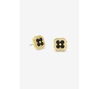 Jon Richard Women's 14K Gold Plated Crystal & Jet Clover Studs Jon Richard Gold One Size