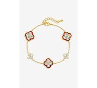 Jon Richard Women's 14K Gold Plated Pave & Red Clover Bracelet Jon Richard Gold One Size