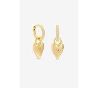 18K Gold Plated and Cubic Zirconia Heart Hoop Earrings Jon Richard Gold One Size