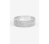 Jon Richard Crystal Stone Multirow Cuff In Silver Silver One Size