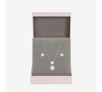 Jon Richard Rhodium Plated And Cubic Zirconia Double Halo Drop Set - Gift Box In Silver Silver