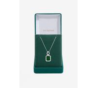 Jon Richard Rhodium Plated Emerald Cubic Pendant