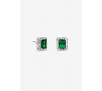 Jon Richard Cubic Zirconia Emerald Perfume Bottle Stud Earrings In Silver