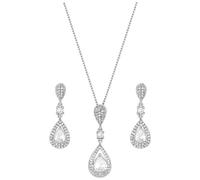 Jon Richard Cubic Zirconia Pear Drop Pendant and Earring Set