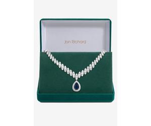 Jon Richard Gift Packaged Rhodium Plate And Blue Cubic Zirconia Statement Necklace Blue One Size