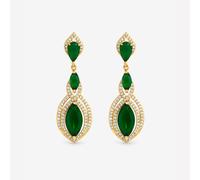 Jon Richard Gold Plated Emerald Navette Drop Earrings