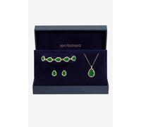 Jon Richard Gold Plated And Emerald Pear Drop Trio Set - Gift Box Gold