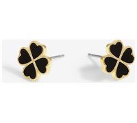 Jon Richard Gold Plated and Jet Enamel Clover Stud Earrings