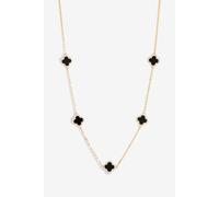 Gold Plated And Jet Station Clover Necklace Jon Richard Gold One Size