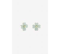 Jon Richard Women's Gold Plated & Mint Green Flower Stud Earrings