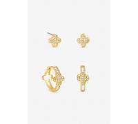 Jon Richard Gold Plated Pave Clover Multipack Hoops Earrings