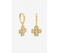 Jon Richard Women's Gold Plated & Pave Clover Huggie Earrings