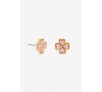 Jon Richard Women's Gold Plated & Pink Heart Clover Stud Earrings Jon Richard Gold One Size