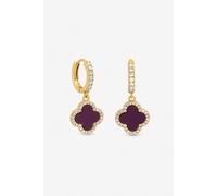Jon Richard Women's Gold Plated & Purple Clover Huggie Earrings Jon Richard Gold One Size