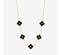 Jon Richard Gold Plated Black Jet Polished Clover Necklace