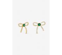 Jon Richard Gold Plated Crystal And Emerald Bow Stud Earrings Gold