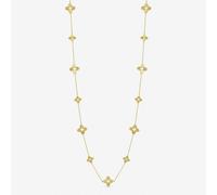 Jon Richard Gold Plated Textured Crystal Clover Long Necklace Gold