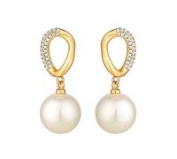 Jon Richard Gold Plated Cubic Zirconia and Polished Pearl Drop Earrings Gold