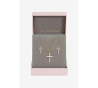 Jon Richard Gold Plated Cubic Zirconia Cross Set - Gift Box One Size Gold