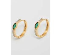 Jon Richard Gold Plated Cubic Zirconia Emerald Centre Stone Hoop Earrings Gold