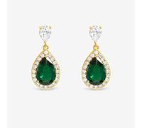 Jon Richard Women's Gold Plated Cubic Zirconia Emerald Pear Drop Earrings Jon Richard Gold One Size