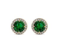 Jon Richard Gold Plated Cubic Zirconia Green Stud Earrings Gold