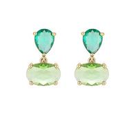 Jon Richard Gold Plated Cubic Zirconia Green Tonal Drop Earrings Gold