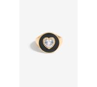 Jon Richard Women's Gold Plated Cubic Zirconia Heart & Enamel Ring Jon Richard Gold One Size