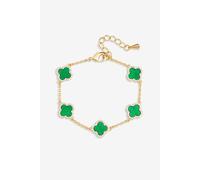 Jon Richard Gold Plated Cubic Zirconia Malachite Clover Bracelet Gold One Size