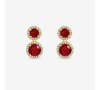 Jon Richard Gold Plated Cubic Zirconia Ruby Double Halo Drop Earrings