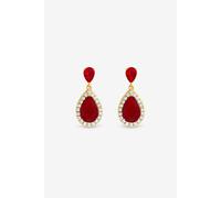 Jon Richard Women's Gold Plated Cubic Zirconia Ruby Pear Drop Earrings Jon Richard Gold One Size