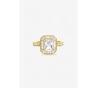 Jon Richard Gold Plated Emerald Cut Cubic Zirconia Ring M Gold